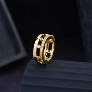 Anillo de diamantes ajustable de oro unisex para niñas, mujeres y hombres, anillo de dedo de moda para fiesta moderna o uso diario - Product Image 1