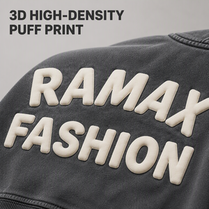 Sweat-shirt à capuche zippé pour homme RAMAX FASHION, 500 GSM, impression en relief, strass, coupe ample, style streetwear - Product Image 3