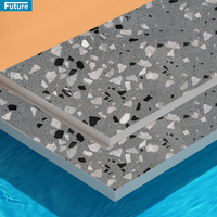 Azulejos de terrazo gris de 20mm de tamaño personalizado de alta calidad para decoración del hogar, baldosas modernas prefabricadas para piscina, baño de ladrillos refractarios