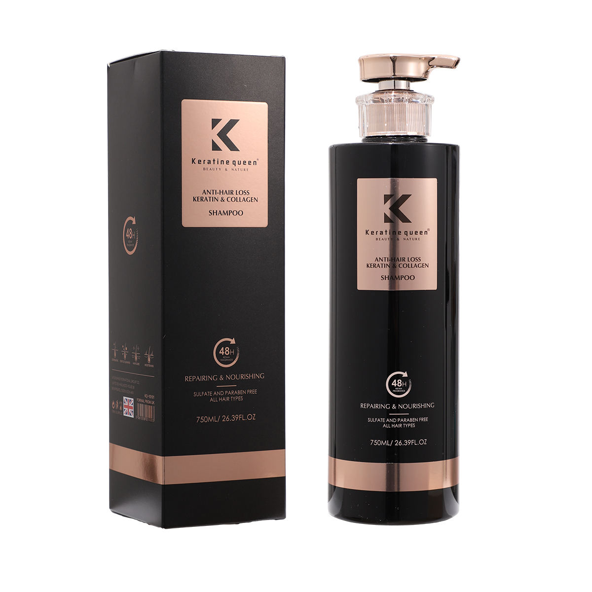 750ml anti perte de kératine shampooing