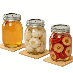 Pot de conservation <span class=keywords><strong>en</strong></span> verre transparent hermétique à large ouverture avec logo personnalisé, qualité alimentaire, 16 oz, pot Mason écologique pour la mise <span class=keywords><strong>en</strong></span> conserve et la préparation de <span class=keywords><strong>cornichons</strong></span>, avec couvercle - Product Image 4