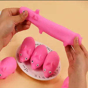 Soododo New Novel Cartoon Luminous Pig Stretch Tube Articulated Flexible Relief Anti-Anxiety Stretch Toy Anti Stress Pig Toy