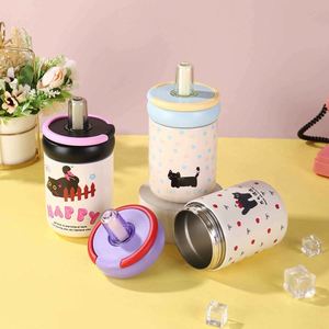 Cute Cartoon Cat Kids Tumbler With Straw Spill Proof Plastic <b>Bottle</b> For Children Home Use - Product Image 2