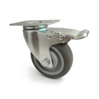 Roue pivotante TPR de 4 pouces avec frein, silencieuse et durable, pour chariots, équipements médicaux, usage extérieur, scolaire et salle de bain