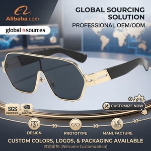 Gafas de Sol de Moda con Montura Grande, Lente Única, Estilo Vintage, Forma Irregular Poligonal, Diseño Único y Retro - Product Image 1