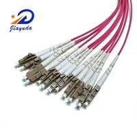 Kabel Patch Multimode Carrier Grade 100G OM4 12 Serat MPO ke LC Konversi Erika Violet 50/125um High Density Fan-out