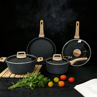 Ensemble de casseroles et poêles en aluminium antiadhésif, multi-pièces, avec couvercles en verre transparent, pour une distribution de chaleur optimale, pour la cuisine à domicile et en extérieur