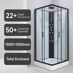 Cabine de douche moderne entièrement fermée 1000x1000 avec cadre en aluminium et verre coulissant de 6 mm pour hôtels - Product Image 1