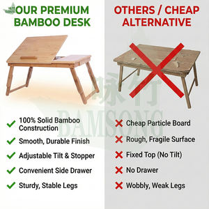 <span class=keywords><strong>Bureau</strong></span> d'ordinateur portable pliable en bambou, réglable, portable, plateau de lit, table d'appoint en bois, écologique pour lit, canapé, appartement, maison - Product Image 3