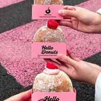 Boîte d'emballage rectangulaire personnalisée pour beignets, design tendance, rose fraise, petit format, pour pain et aliments de style japonais