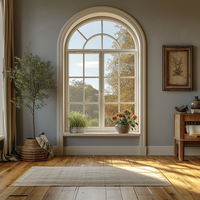 Beigeman, venta al por mayor, diseño moderno, ventana de aluminio con doble acristalamiento, arco redondo de vidrio, ventana abatible superior, ventanas de arco