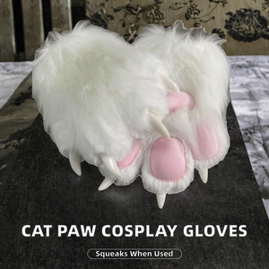 Gants interactifs pour chat avec couineur en forme <span class=keywords><strong>de</strong></span> patte |   Griffes <span class=keywords><strong>de</strong></span> main en fourrure colorées écologiques pour cosplay |   Capuchon <span class=keywords><strong>de</strong></span> protection pour griffes <span class=keywords><strong>de</strong></span> chat pour le Poisson d'avril et Halloween - Product Image 1