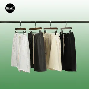 Foshan Vervaardigt 380G 100% Katoenen Zware Kleur Man's Shorts Highstreet Katoen Losse Eenvoudige Stevige Shorts Voor Mannen