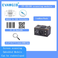 Lector de código de barras 1D 2D barato de millones de píxeles, módulo de escáner integrado de código QR, módulo de motor de escáner de código de barras integrado OEM USB/TTL/232