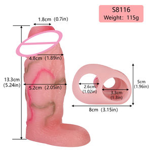 SXXY 오픈 종료 현실적인 음경 소매 수탉 시스 익스텐더 남성용 음경 확대 수탉 소매 중공 딜도 섹스 토이 남성용 - Product Image 5