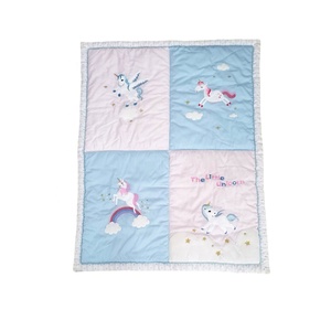 100% algodón pesado bordado poco unicornio Rosa nuevo diseño <span class=keywords><strong>cuna</strong></span> ropa de cama conjunto - Product Image 1