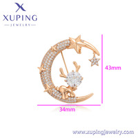 Broches de Noël unisexes Xuping Jewelry tendance en cuivre plaqué or 18 carats avec zircon cubique synthétique