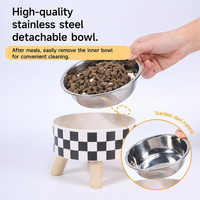Gamelle surélevée pour animaux de compagnie avec bol intérieur amovible en acier inoxydable et support en bois – Prévient la fatigue du cou – Pour nourriture et eau