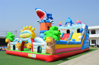 Château Gonflable Géant Requin avec Toboggan, Châteaux Gonflables, Jeux Gonflables, Toboggan Gonflable Certifié CE pour Utilisation Extérieure