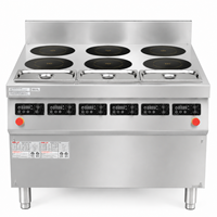 Cuisinière à induction commerciale Winmost Heavy Duty à 6 brûleurs en acier inoxydable certifiée ETL, contrôle de la zone double, équipement facile à nettoyer