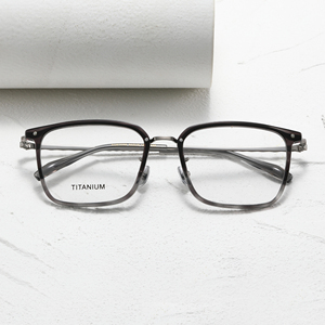 Titanium Rectangle Full Rim <b>Eyeglasses</b> Solid Color Unisex Anti-Uv Vision Correction <b>Frames</b> for Adults All Face Shapes - Product Image 1