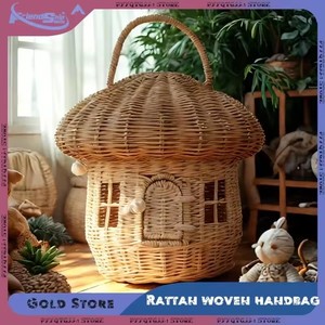 <span class=keywords><strong>Panier</strong></span> à <span class=keywords><strong>champignons</strong></span> en rotin tissé avec couvercle Boîte décorative faite à la main Home Nursery Desktop Toys Picnic Prop Decoration - Product Image 2