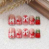 Faux ongles à presser en acrylique PMMA français, faits main, à couverture complète, courbés en bec de canard court, avec logo personnalisé, 3D double embossage, OEM