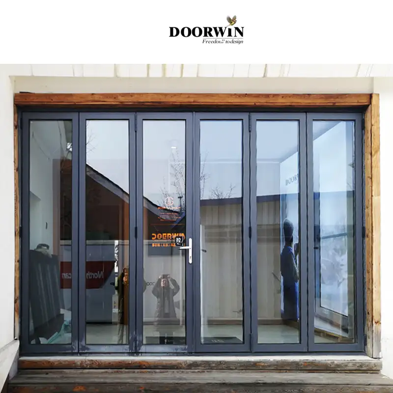 Современный дизайн от Doorwin, превосходные большие прочные алюминиевые двухстворчатые двери из стекла