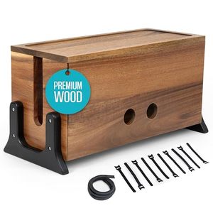 Boîte de gestion de câbles extra-large, boîte de <span class=keywords><strong>rangement</strong></span> en bois pour câbles de télévision et multiprises, organisateur de câbles de bureau - Product Image 1