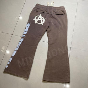 OEM Street Style Vintage Print Side Leg Back Sticker Embroidery Acid Wash Pantalon de survêtement évasé - Product Image 5