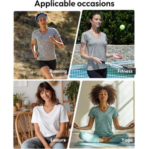 Chemises de sport pour femmes FOXA, manches courtes, ajustées, respirantes, séchage rapide, couleur unie, t-shirts de performance pour la salle de sport - Product Image 2