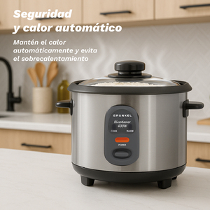Cuociriso da 1 litro, 400W, in acciaio inox, con coperchio e tazza dosatrice per cuocere riso e porridge - Product Image 4
