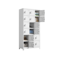 Casier de rangement en acier à 18 portes, armoire métallique multi-compartiments avec serrure à clé individuelle, armoire métallique pour salle du personnel d'usine