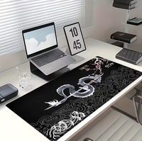 Tapis de souris de jeu extra-large avec motif de dragon argenté, épée et fleur de prunier, style chinois traditionnel, cadeau idéal