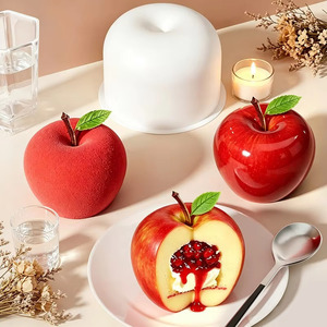 4 Inch Apple Shaped <b>Silicone</b> Cake Mold Apples <b>Silicone</b> Molds, Apples Shape Fruit Mousse Cake Molds Christmas Candle Molds - Product Image 1