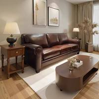 Amerikanischer Landhausstil Bardon Retro Ölwachs-Leder Anpassbares Einzelsofa mit Federkern für Wohnzimmer und Kleine Apartments