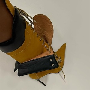 Botas Femininas Unique Double Shaft Fashion <b>Shoes</b> Casual Sexy Calf High Boots for Women - Product Image 2