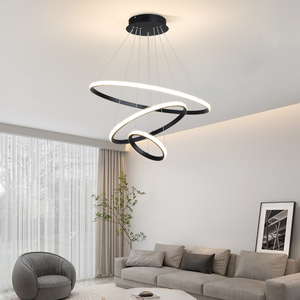 Vàng hiện đại sang trọng LED Acrylic Đèn chùm trang trí nhà 3-Ring treo ánh sáng mặt dây chuyền cho phòng khách hoặc khách sạn thiết kế mới - Product Image 2