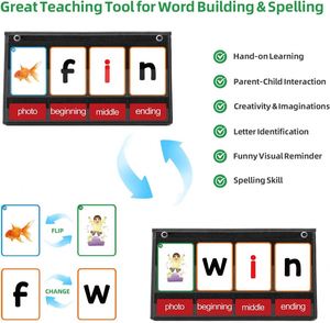 Tableau de poche pour l'apprentissage des mots CVC en éducation préscolaire pour enfants, en polyester 420D, outil d'apprentissage et de jeu de phonétique - Product Image 3