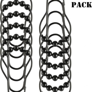 YIWANG Wholesale Black Metal Bathroom <b>Shower</b> Curtain Ring Hooks - Product Image 3