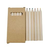 Lot de 6 mini-crayons de couleur non solubles en bois de tilleul avec boîte en papier, marque OEM, logo personnalisé Chine, pour promotion enfant