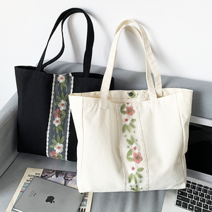 Bán buôn túi vải thư mua sắm cá nhân in ấn chất lượng cao Thêu tùy chỉnh với hoa thêu - Product Image 5