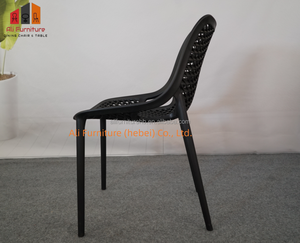 Fauteuil empilable en plastique au design moderne à dossier grillagé, polyvalent pour cuisine, balcon, petit café et événements, facile à ranger - Product Image 4