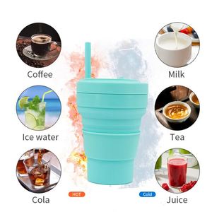 Promotion Foldable <b>Bottle</b> Portable 350ml Sport Silicone <b>Collapsible</b> <b>Water</b> <b>Bottle</b> with Straw - Product Image 6