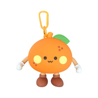 Porte-monnaie créatif en silicone en forme d'orange, porte-clés, pendentif, étui pour écouteurs de dessin animé, breloque de poupée, cadeau