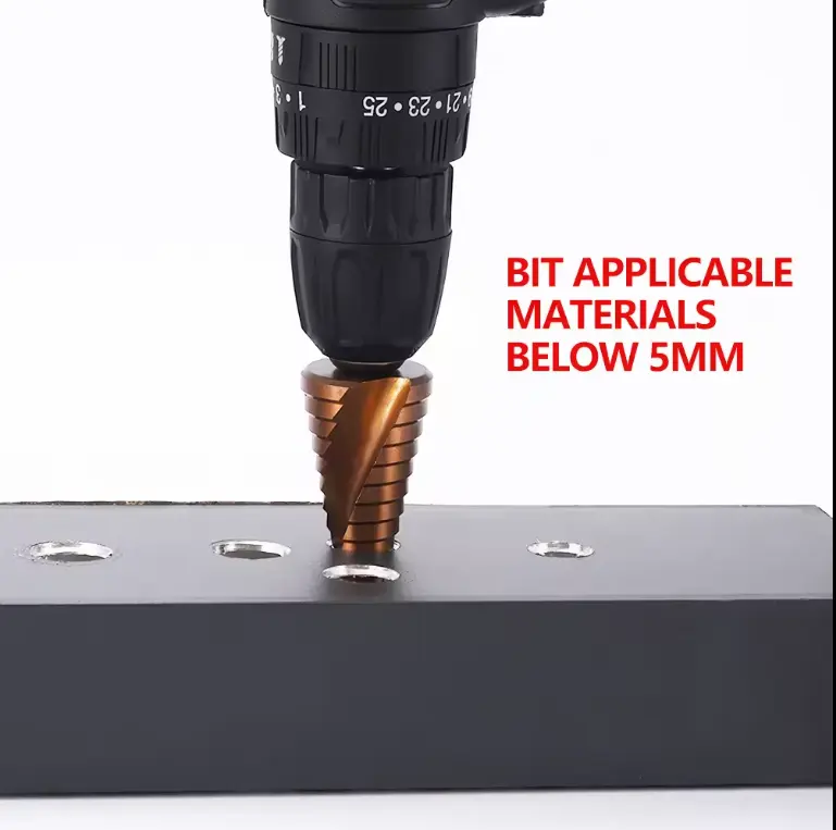 3 PeS Step Dril Bits with Spiral Grooved High Speed Steel  HSS  Step Drill Bit Set for Metal Tube and Sheet Drilling
