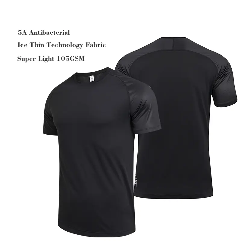 5a Antibacteriële Ijs Dunne Tech Stof Mannen Snel Droog Sport Hardlopen T-Shirt Gym Ademend 100% Polyester T-Shirt