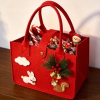 Sac fourre-tout en feutre personnalisé pour Noël, design mignon de dessin animé, réutilisable, grande capacité pour les fêtes, le rangement de bonbons, les cadeaux pour enfants, l'emballage cadeau