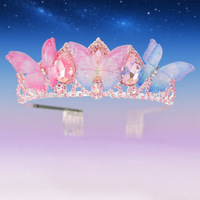 Couronne Unique Papillon Violet en Strass pour Enfants, Idéale pour Demoiselle d'honneur, Anniversaire ou Thème de Fête