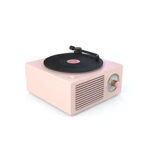 Portable rétro vinyle tourne-disque haut-parleur sans fil 5W stéréo son musique TF FM BT rétro haut-parleur